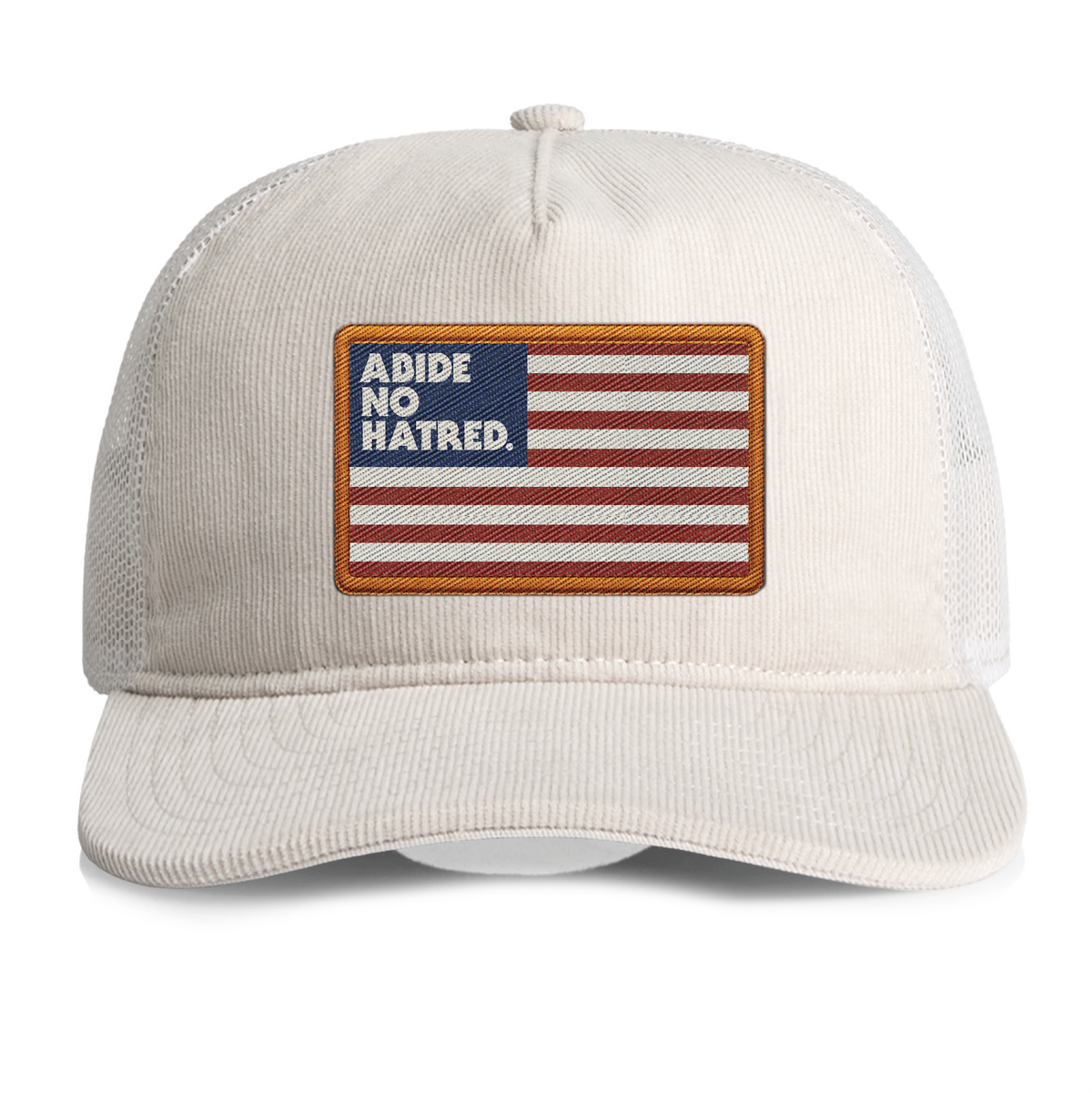 Abide No Hatred American Flag Hat (White)
